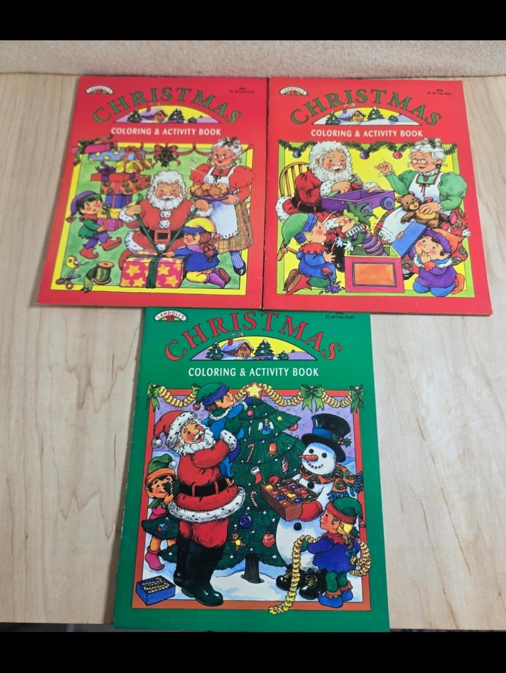 Vintage 1995 Landoll Christmas Coloring Activity Books Lot of 3 Unused